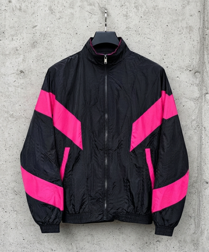 1980s retro color-block windbreaker jacket